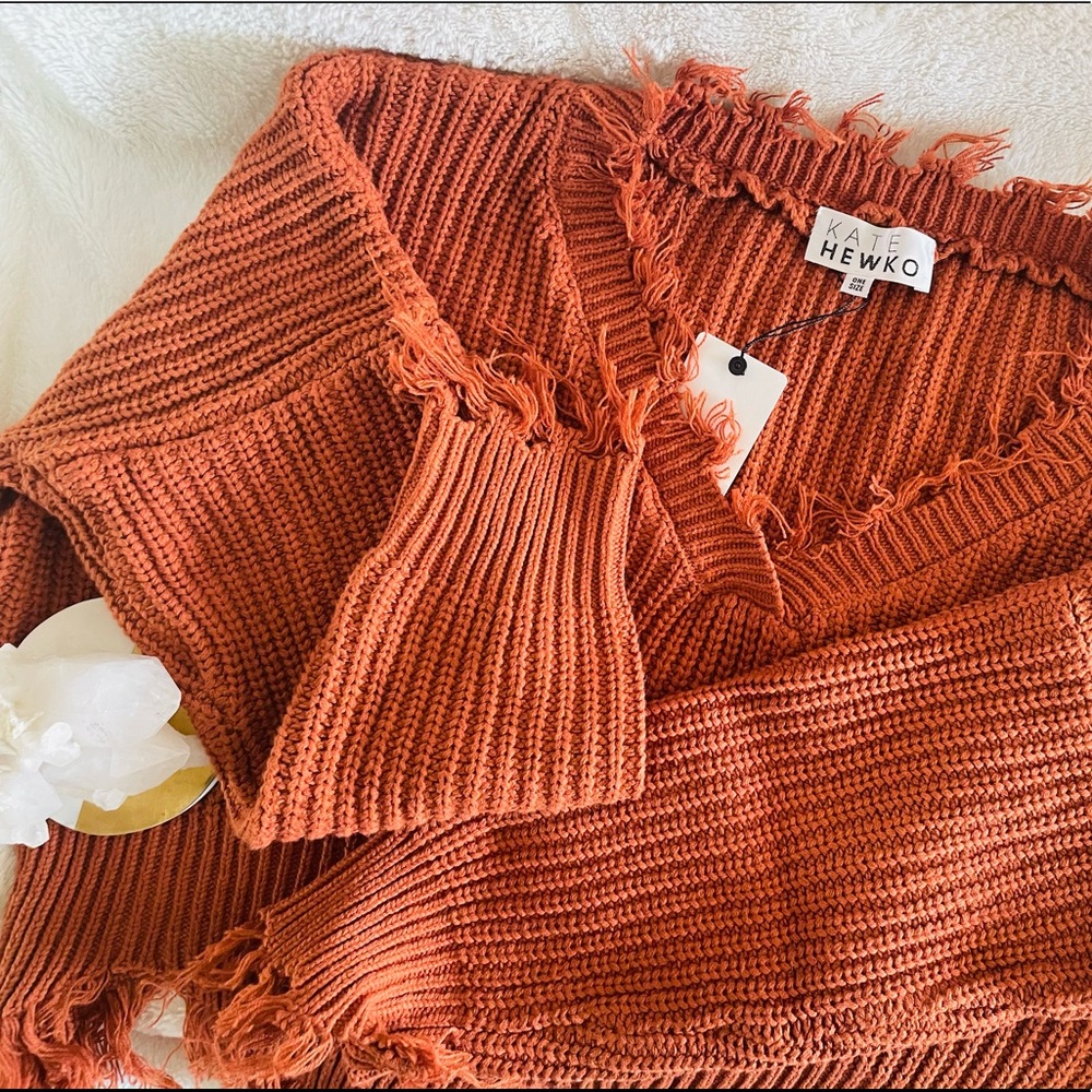 Frayed V-Neck Sweater x Kate Hewko